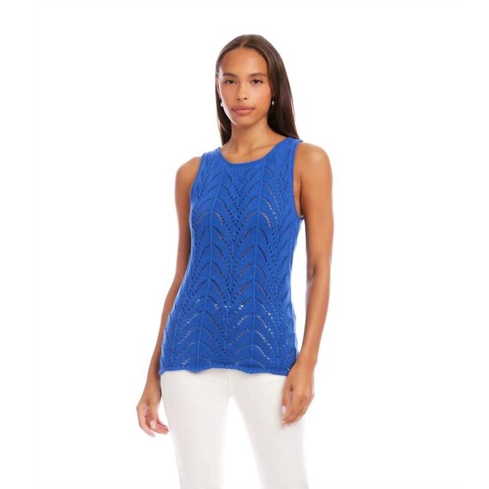 NEW KAREN KANE crochet sweater tank in blue